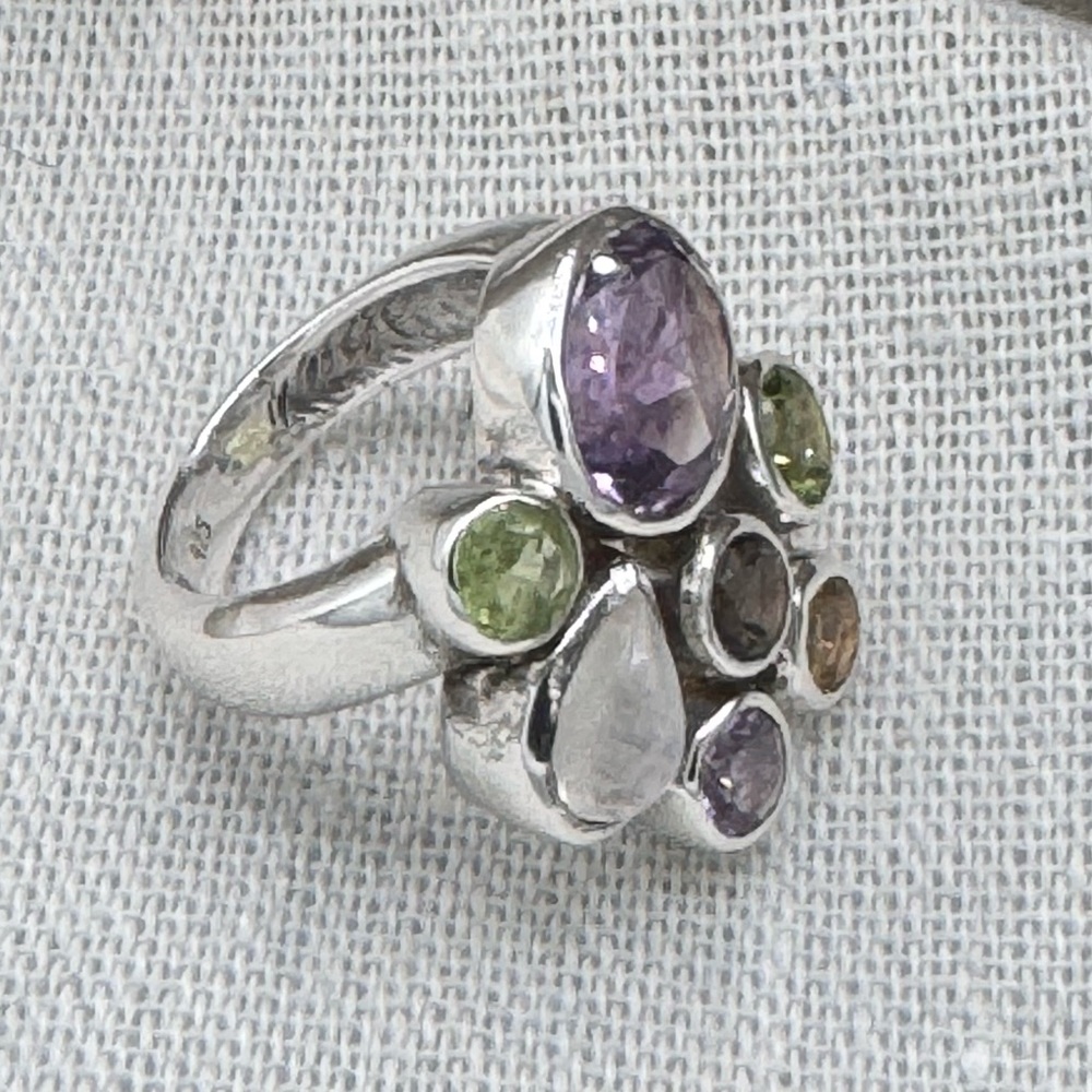 Sterling Silver Multi Gemstone Statement Ring. This a beauty. - Picture 5 of 5